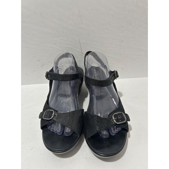 Dansko Sandals Womens Joanie Black Snake Print Leather Straps Size 42 us 11 - Picture 2 of 8